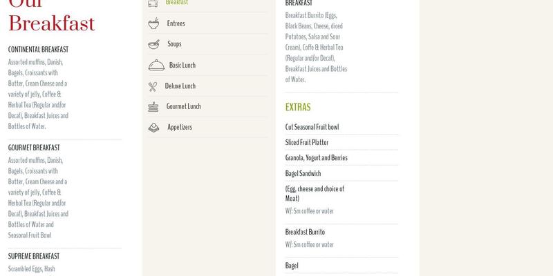 Chequers - catering - Boston MA Menu