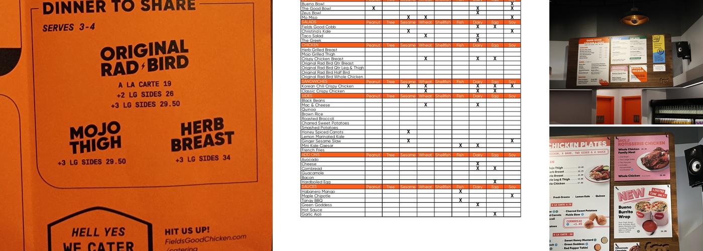 Fields Good Chicken Menu