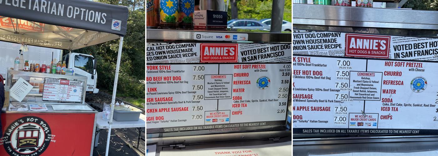 Annies Hot Dog & Snacks Menu