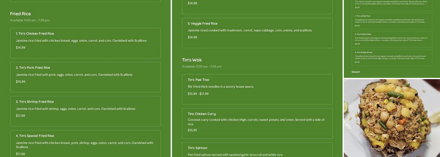 Tin Corner Menu