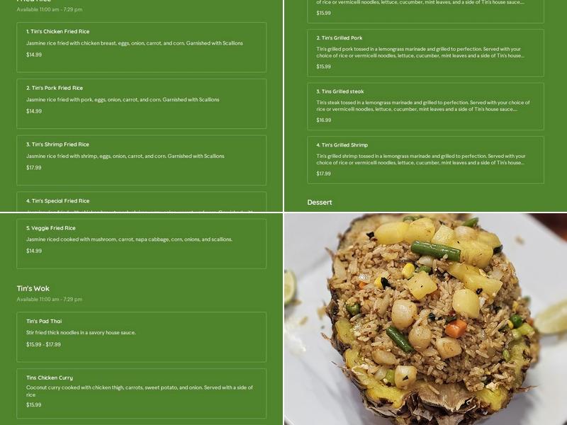 Tin Corner Menu