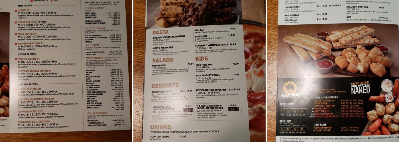 Pizza Hut Menu