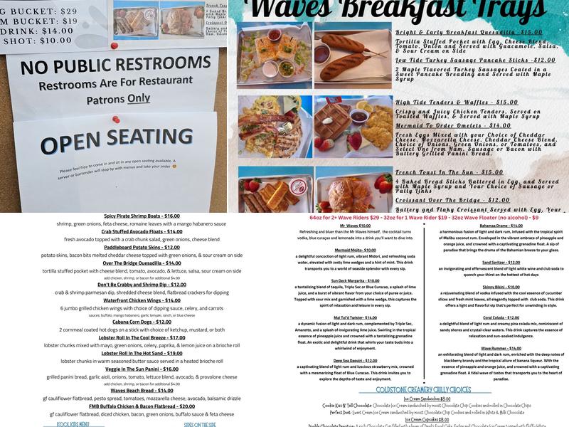 Mr. Waves Island Bar Menu