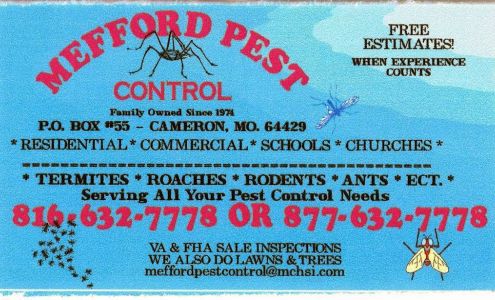 Mefford Pest Control 216 N Walnut St, Cameron Missouri 64429
