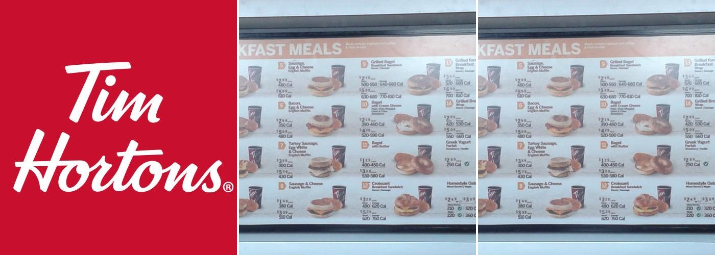 Tim Hortons Menu