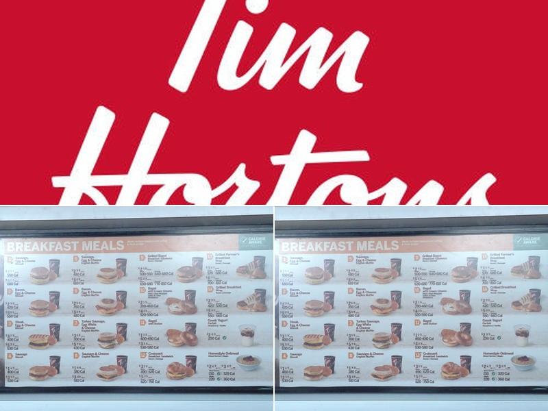 Tim Hortons Menu