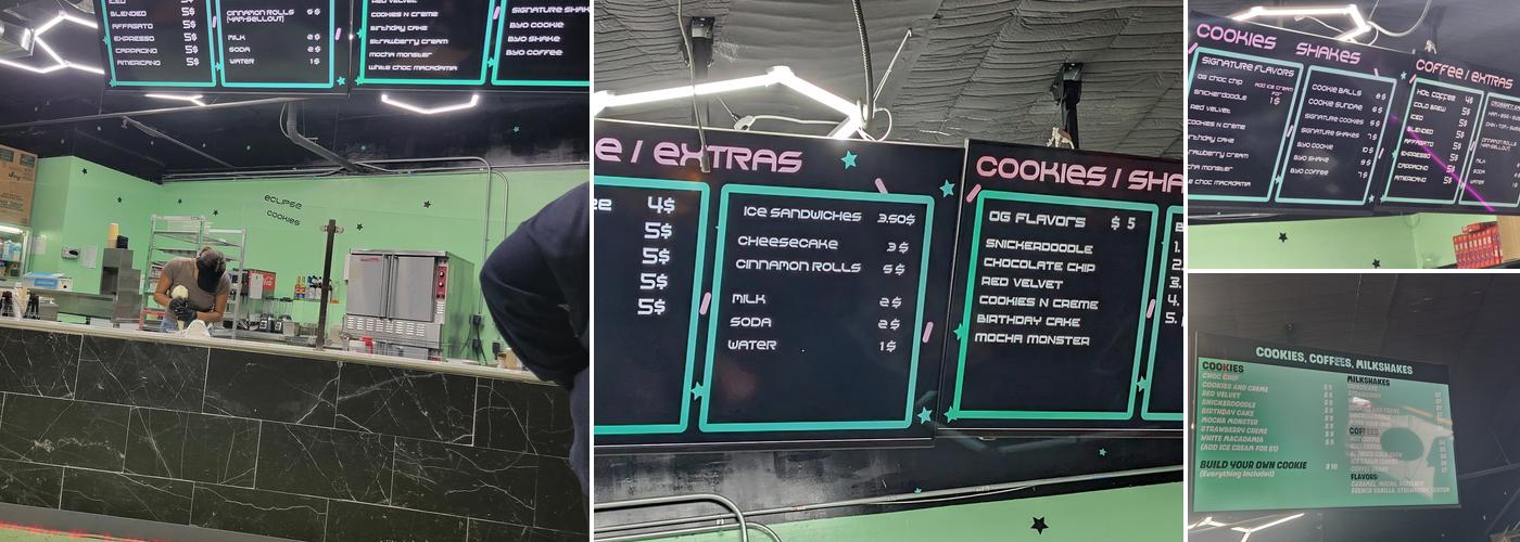 Eclipse Cookies and Coffee Bar` Menu