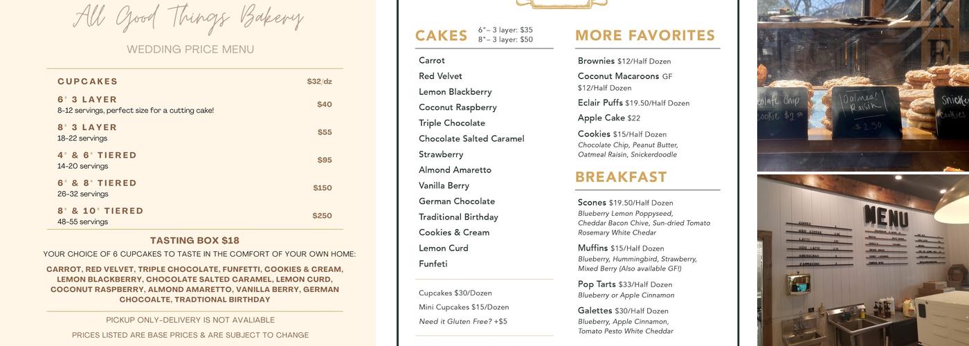 All Good Things Bakery Menu