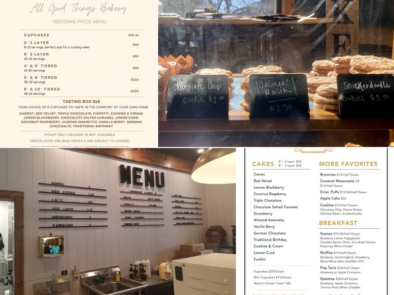 All Good Things Bakery Menu