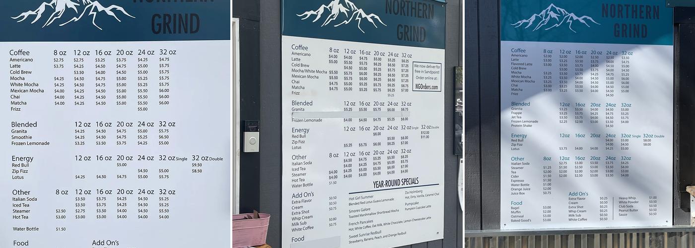 Northern Grind Menu