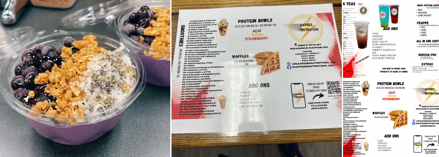 RAPIDS NUTRITION Menu