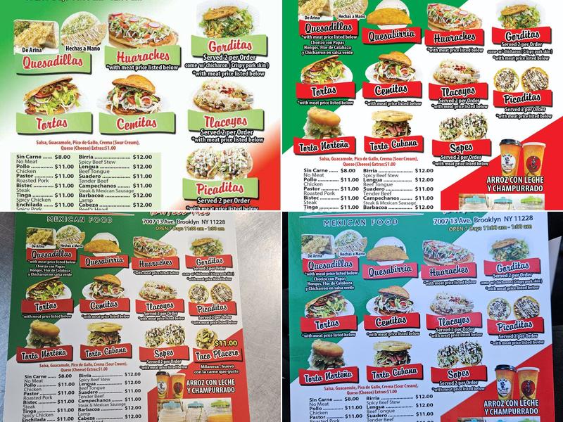 Tacos un cholito en New York Menu