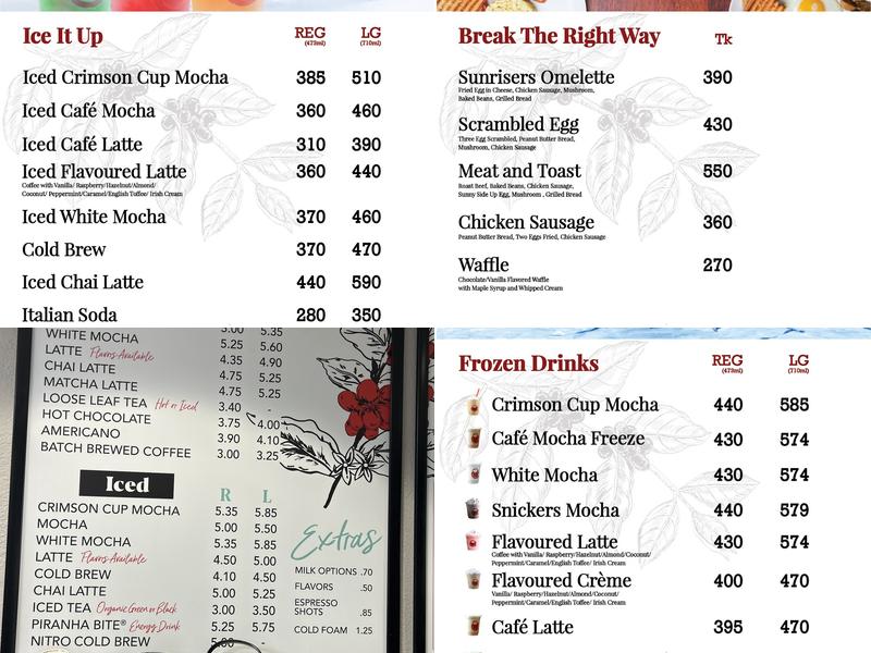 Crimson Cup Coffee & Tea Grandview Heights Menu