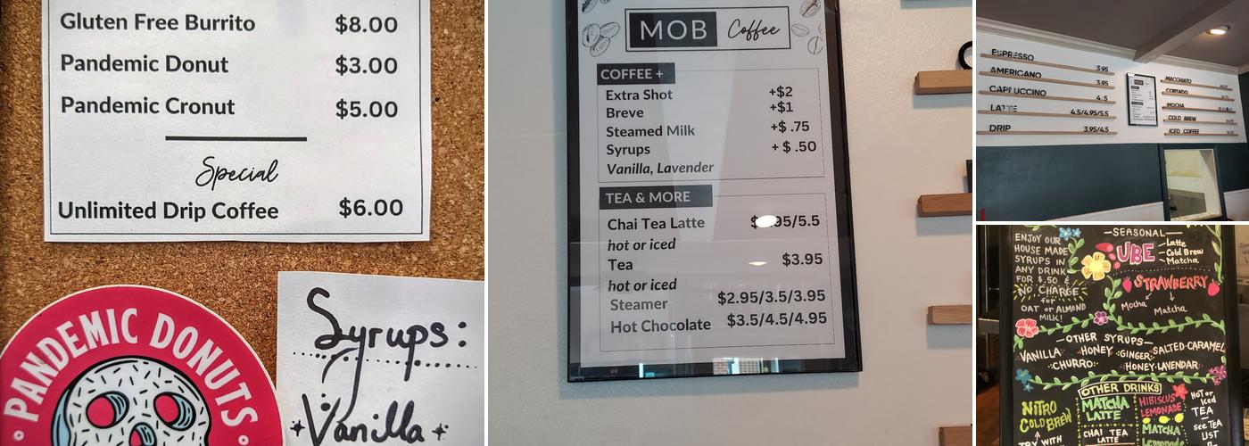 MOB Coffee Menu