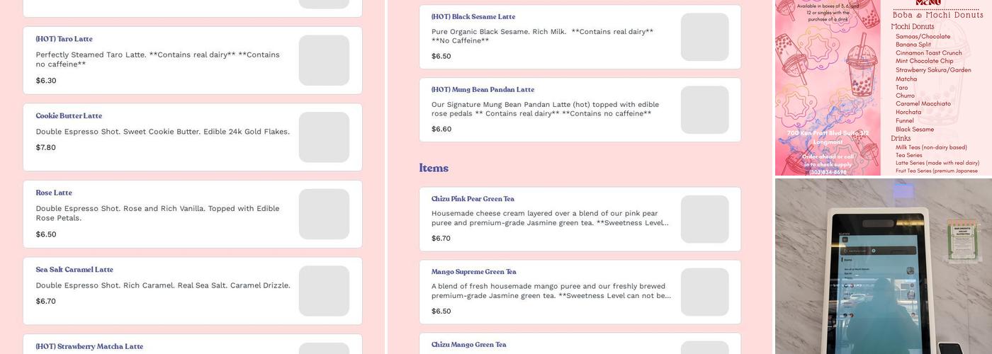 Bober Tea & Coffee Menu