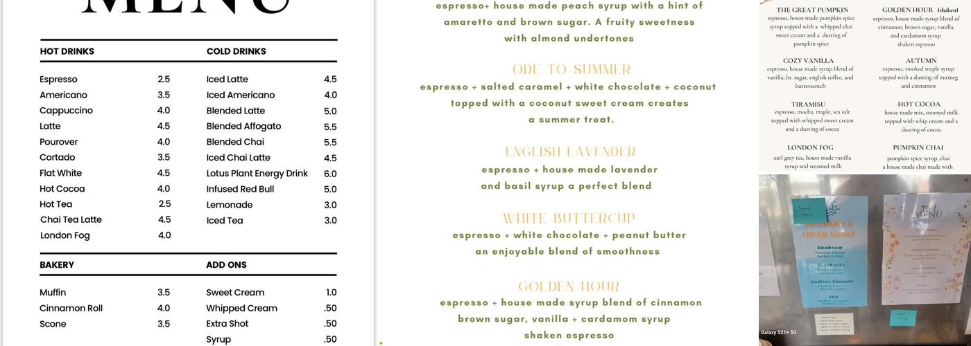 Drift Coffee Menu