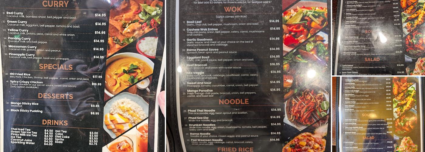 Teelak Thai kitchen Menu