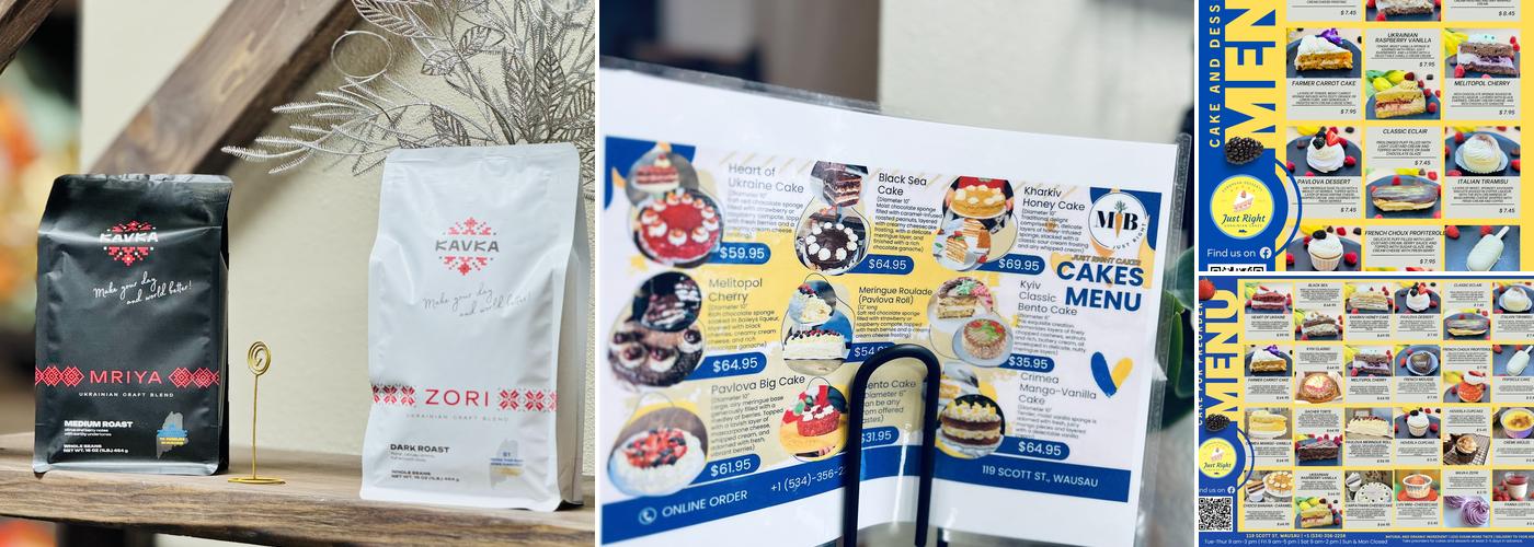 Just Right: Cakes, Gifts, Coffee Menu