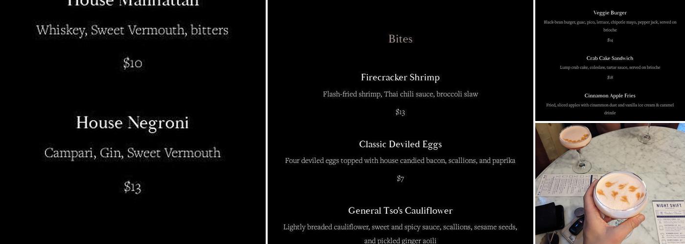 Night Shift Cocktails Menu