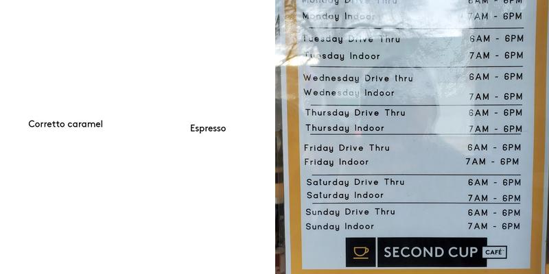 Second Cup Cafe Menu