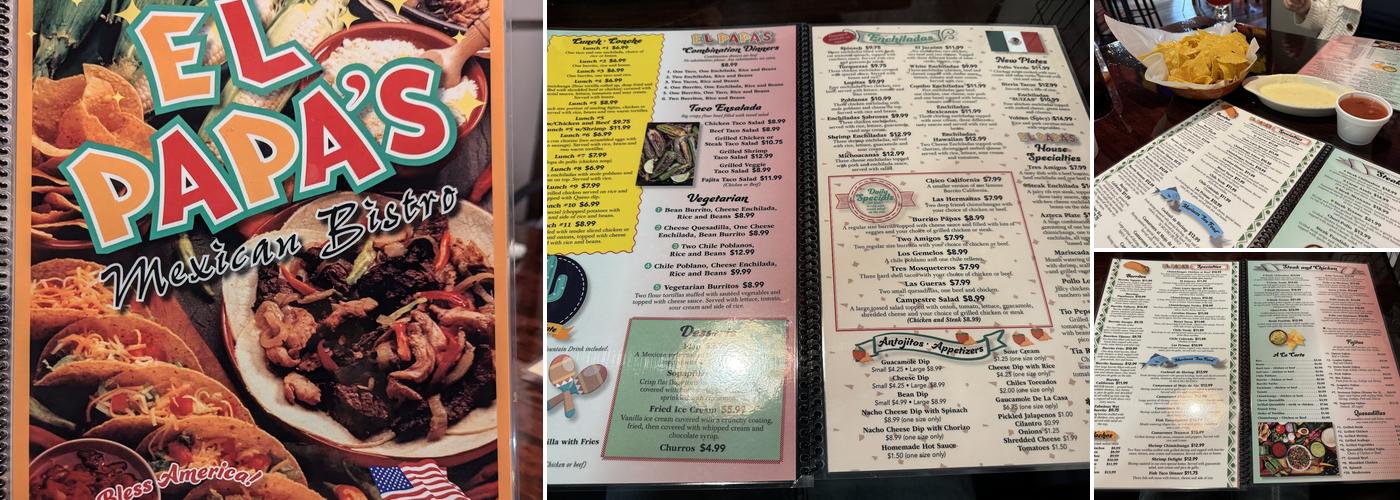 El Papa's Mexican Kitchen Menu