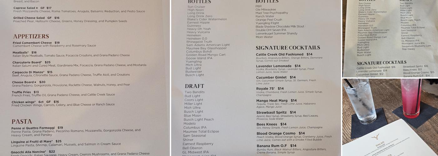 Cattle Creek Menu