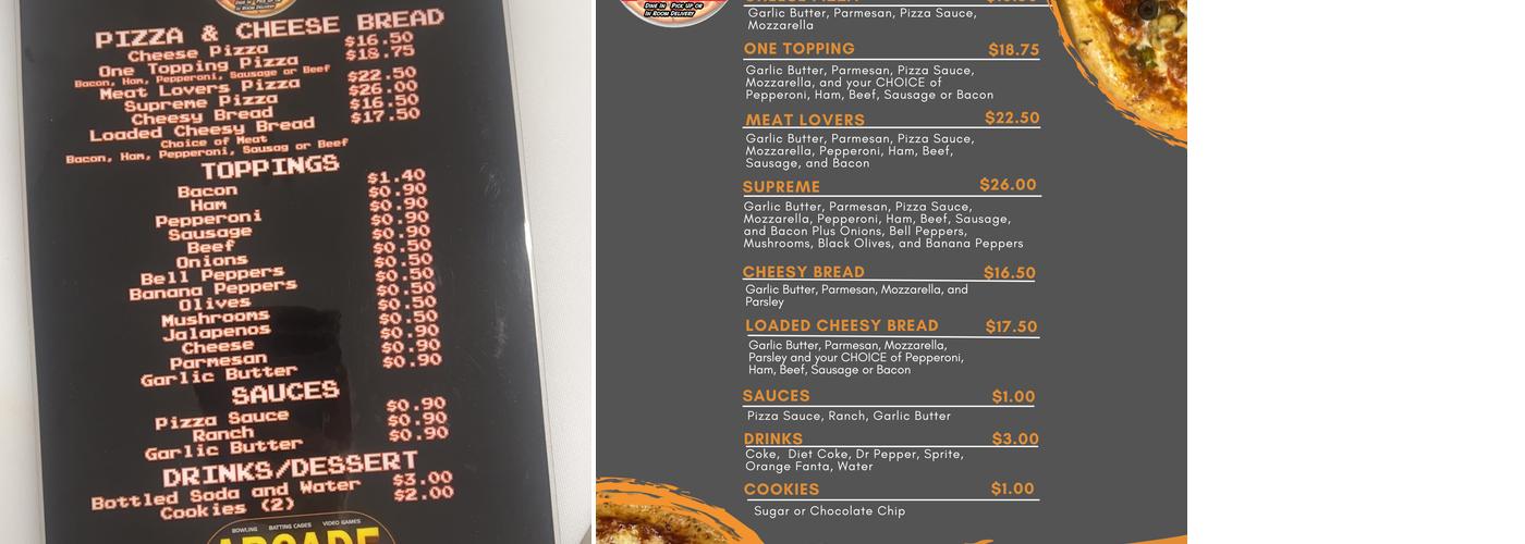 Jerry's Pizza Menu