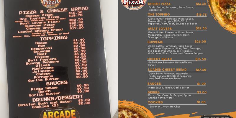 Jerry's Pizza Menu