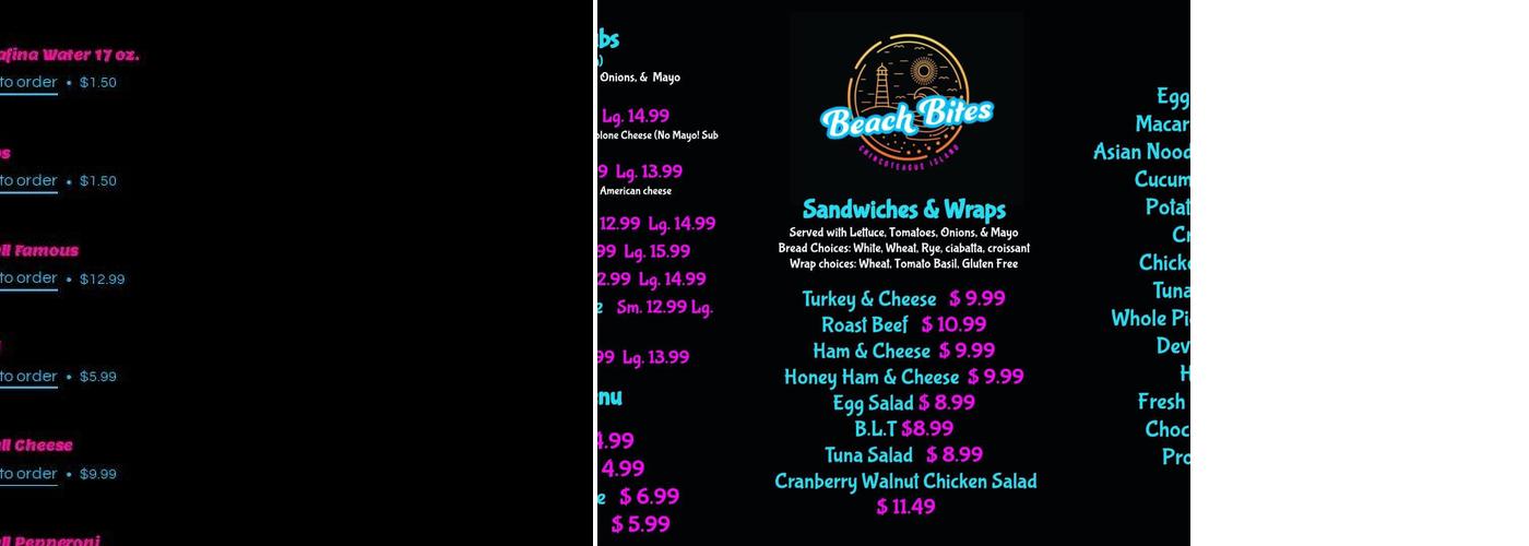 Beach Bites Menu