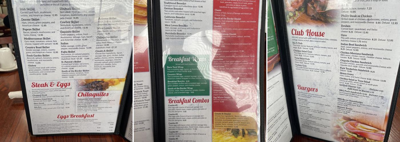 Exquisite Skillet Pancake House Menu