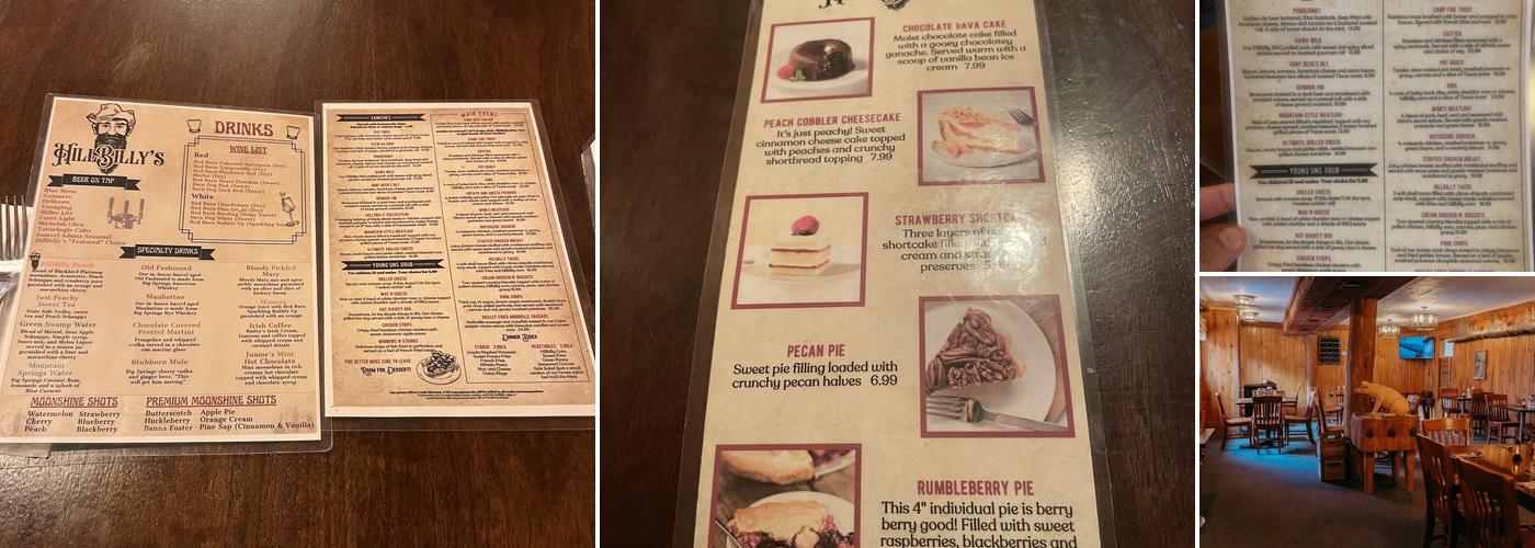HillBilly's Grub & Pub Menu