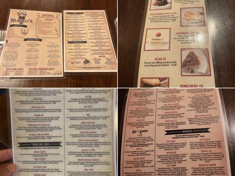 HillBilly's Grub & Pub Menu