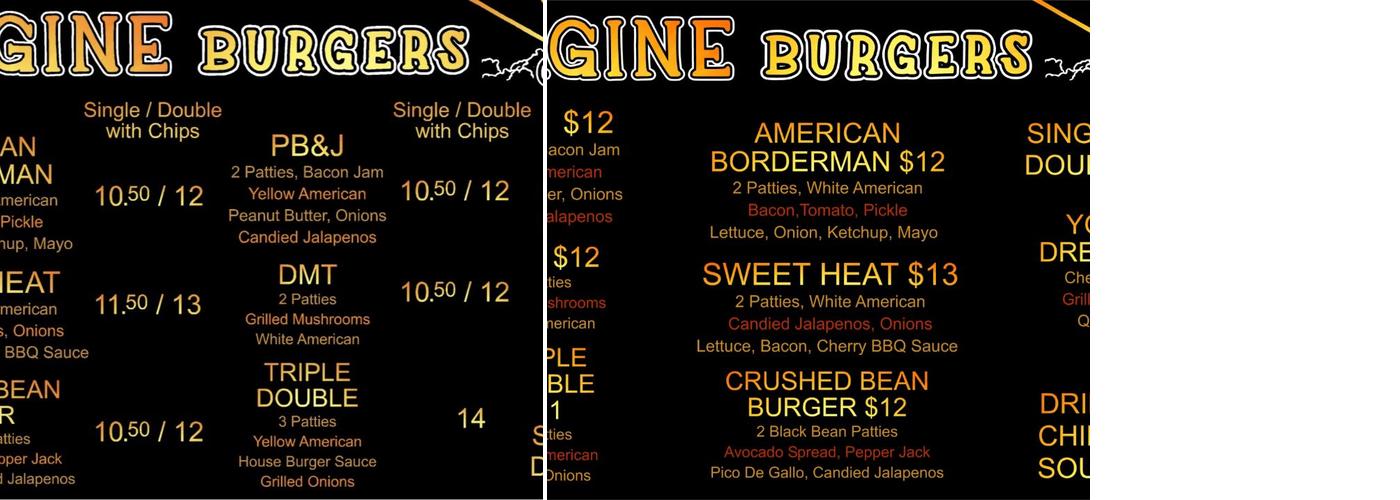 Imagine Burgers Express Menu