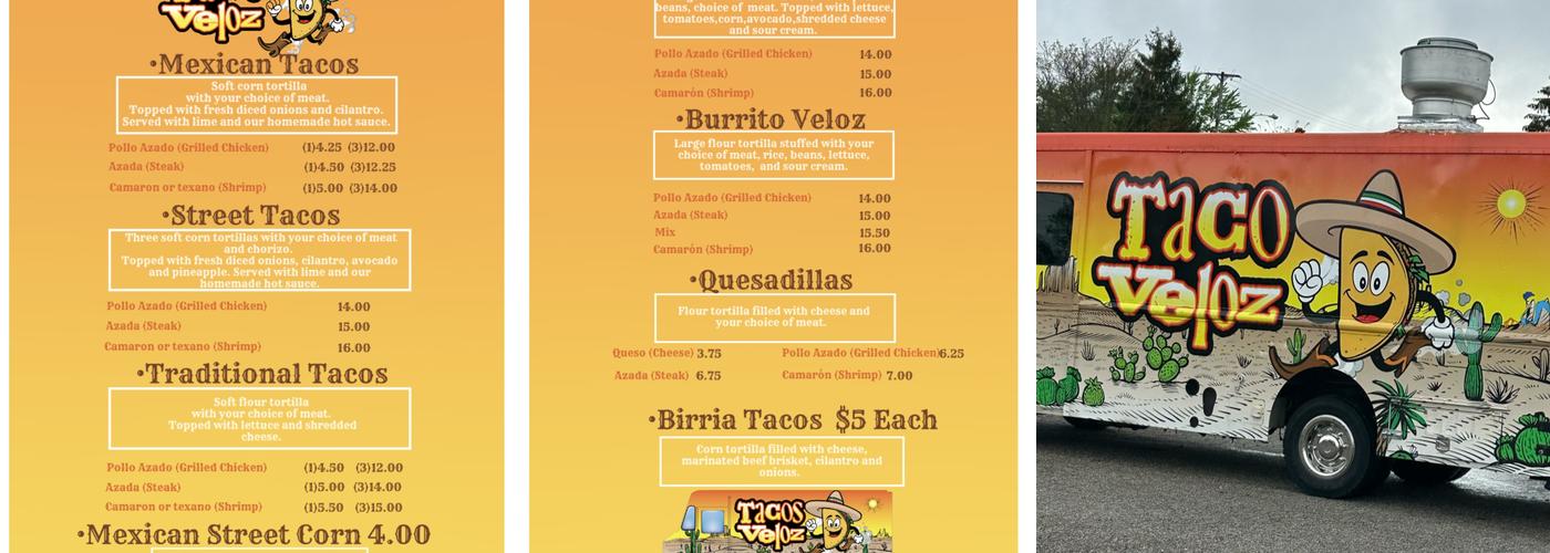 Taco Veloz Menu