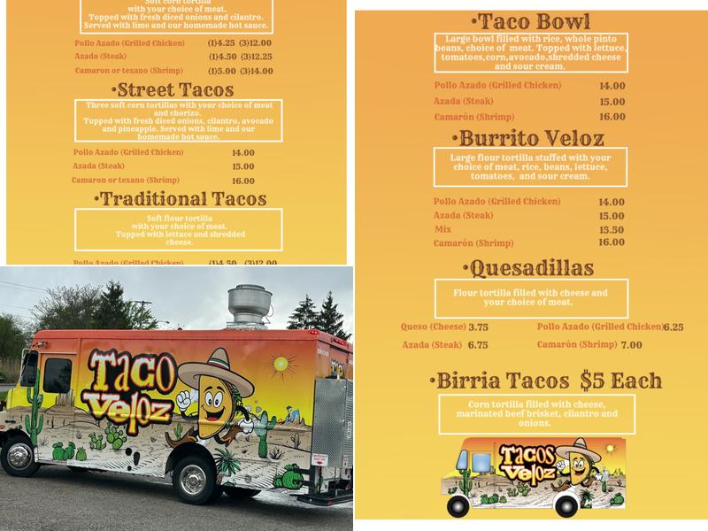 Taco Veloz Menu