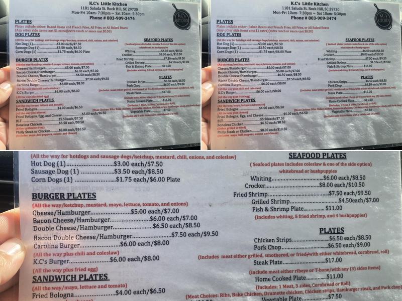 K.C's Little Kitchen Menu