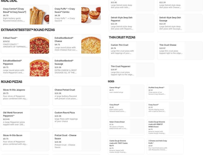 Little Caesars Pizza Menu