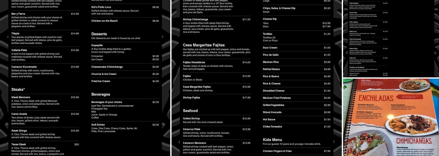 Casa Margaritas Mexican Grill Menu