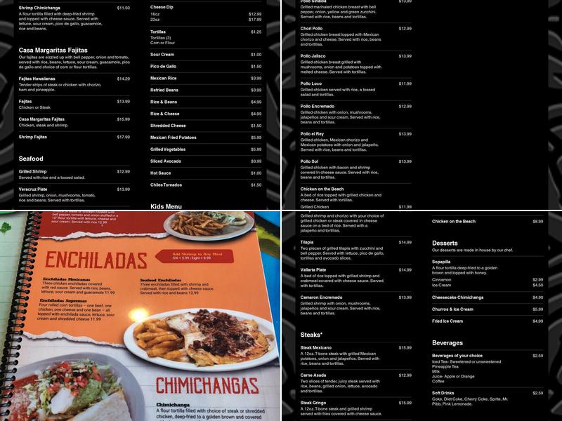 Casa Margaritas Mexican Grill Menu