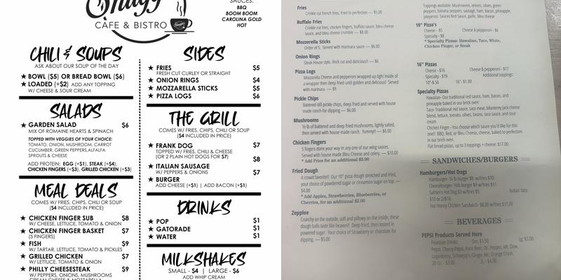 Shuggie's cafe & bistro Menu