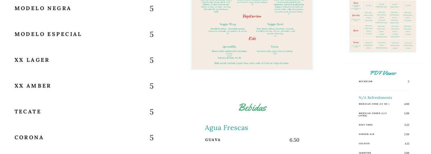 Mayita Menu