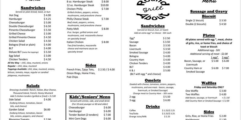 The Round About Grill Menu