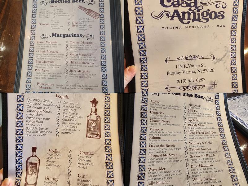 Casa Amigos Cocina Mexican Bar Menu