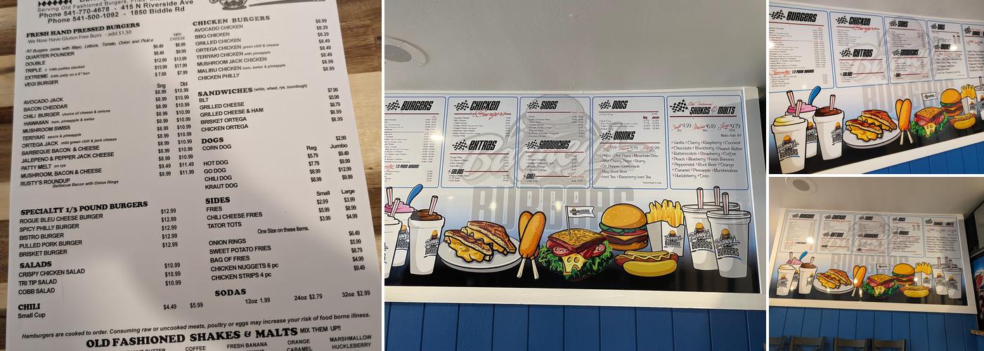 Barney's Burgers Menu