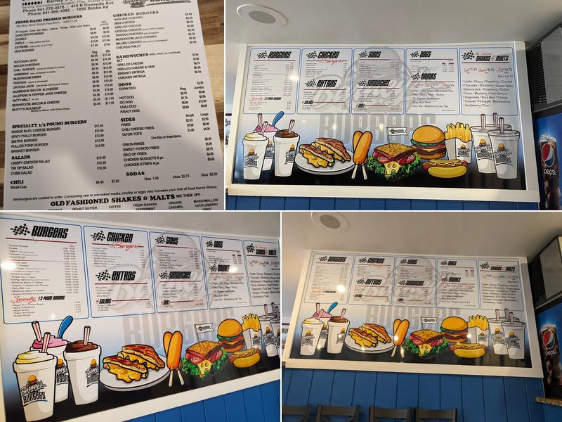 Barney's Burgers Menu