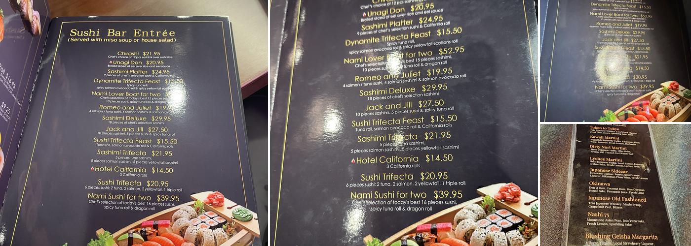 Sushi Nami - Metairie Menu