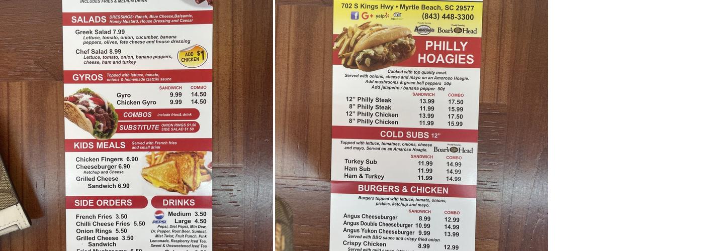 Taste of Philly Menu