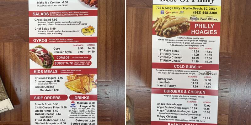 Taste of Philly Menu