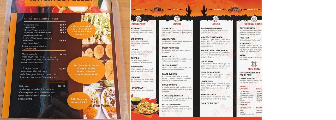 Roi Taco Menu