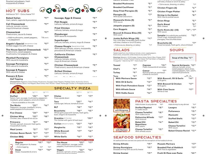 Angelo's Pizza & Pasta Menu
